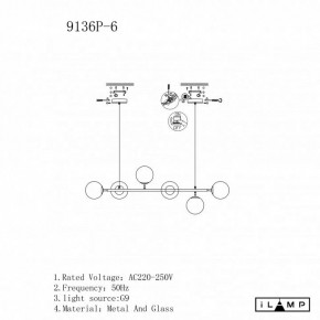 Подвесная люстра iLamp Golden 9136P/6 BK-WH в Красноуральске - krasnouralsk.mebel24.online | фото 3
