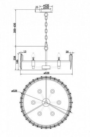 Подвесной светильник Maytoni Puntes MOD043PL-06G в Красноуральске - krasnouralsk.mebel24.online | фото 4