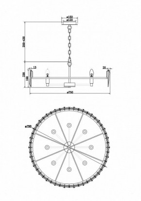 Подвесной светильник Maytoni Puntes MOD043PL-08CH в Красноуральске - krasnouralsk.mebel24.online | фото 4