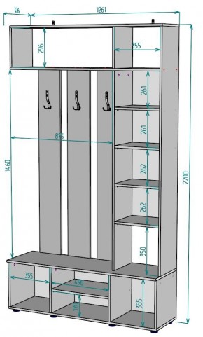 Прихожая с зеркалом V19_M в Красноуральске - krasnouralsk.mebel24.online | фото 2