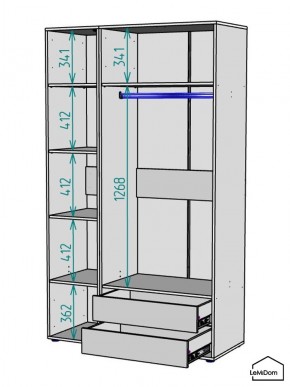 Шкаф Linnea MHR-3-2 2050х1200х510 (Белый-М 11.1.1) в Красноуральске - krasnouralsk.mebel24.online | фото 3