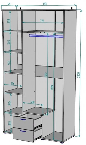 Шкаф Ольга H54 в Красноуральске - krasnouralsk.mebel24.online | фото 2