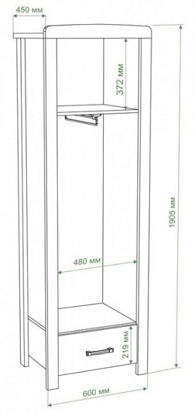 Шкаф платяной Бартоло Ш1Д в Красноуральске - krasnouralsk.mebel24.online | фото 2