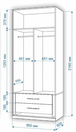 Шкаф платяной Нобиле Пл-95/60 в Красноуральске - krasnouralsk.mebel24.online | фото 3