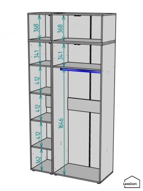 Шкаф с антресолью Linnea MHR-3A-1 2450х1200х510 (Графит-М 11.1.25) в Красноуральске - krasnouralsk.mebel24.online | фото 3