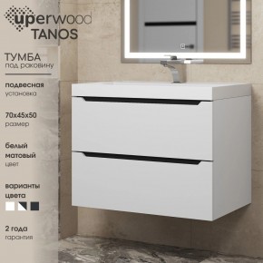 Тумба под раковину Uperwood Tanos 70 см, подвесная, белая/графит в Красноуральске - krasnouralsk.mebel24.online | фото 3