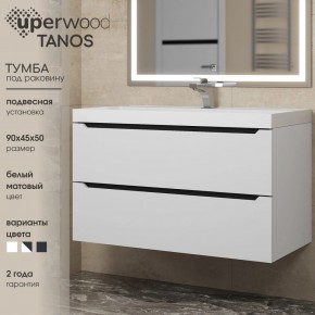 Тумба под раковину Uperwood Tanos 90 см, подвесная, белая/графит в Красноуральске - krasnouralsk.mebel24.online | фото 3