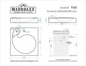 Умывальник над стиральной машиной (600*600х100) Лилия V60 (белый) с кронштейном без сифона (V60) в Красноуральске - krasnouralsk.mebel24.online | фото 2